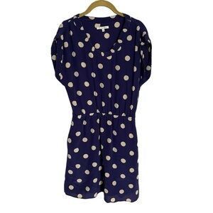 Madewell Broadway and Broome Silk Blue Polka Dot Dress XS